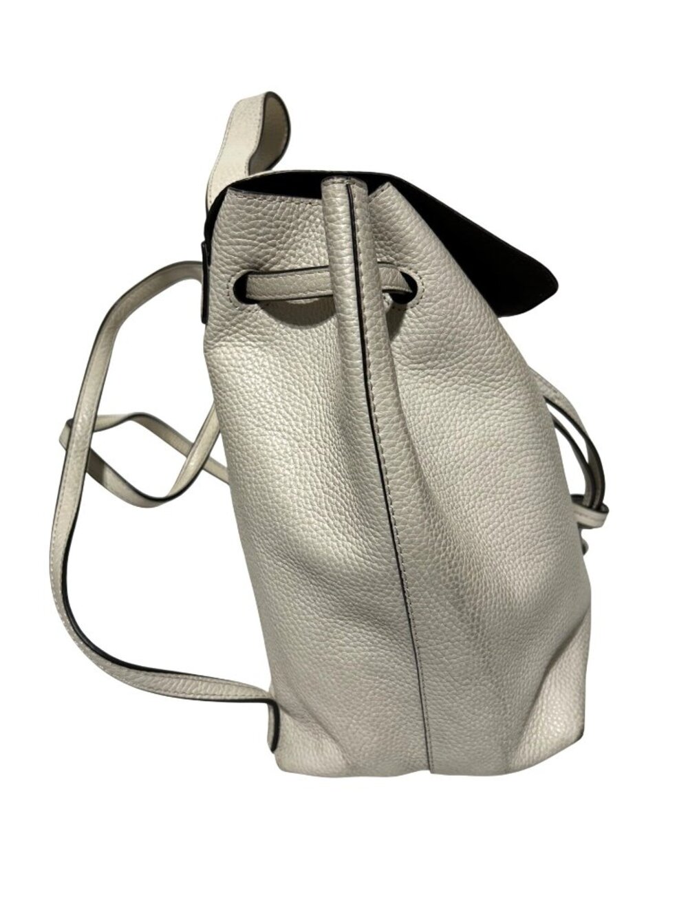 Michael Kors Pebbled Leather Backpack In Ivory With Drawstring Closure - Picture 4 of 12